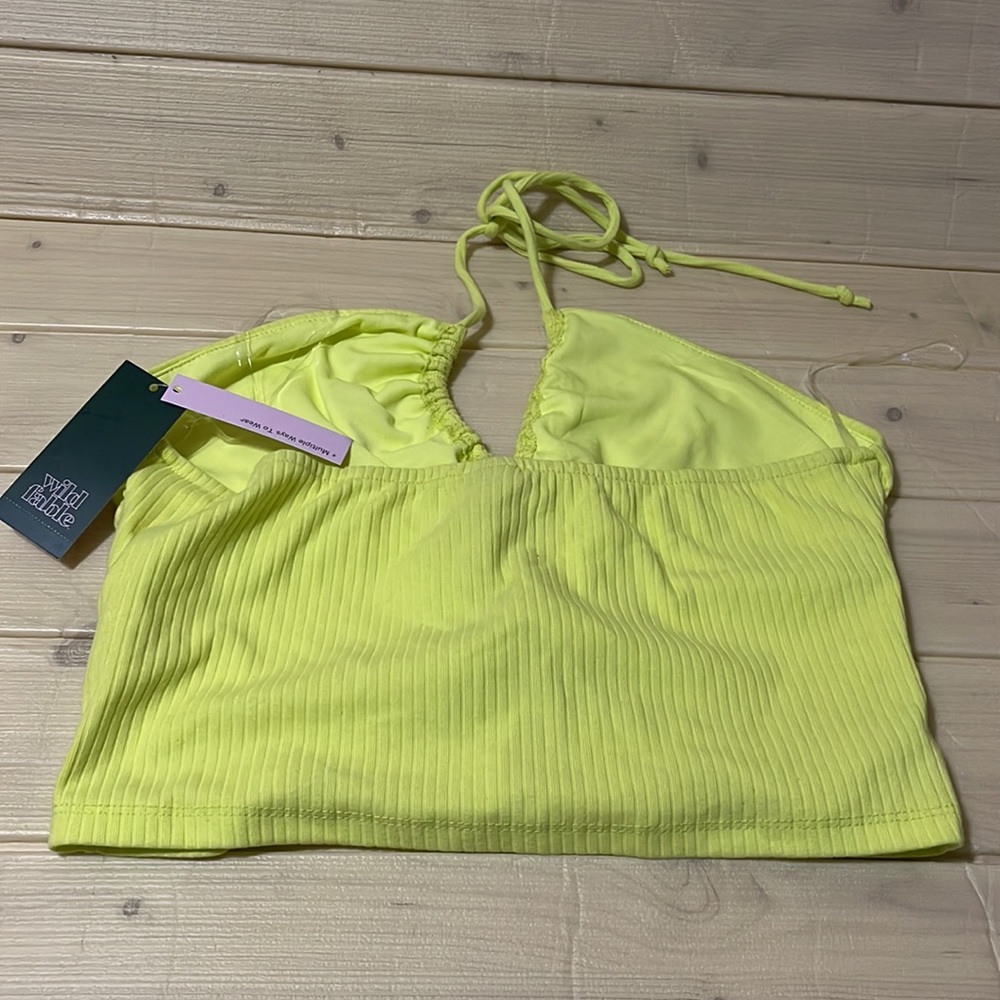 Women’s Lace Up Front Versatile tiny halter top Wild fable lime green Large NWT - Picture 6 of 8